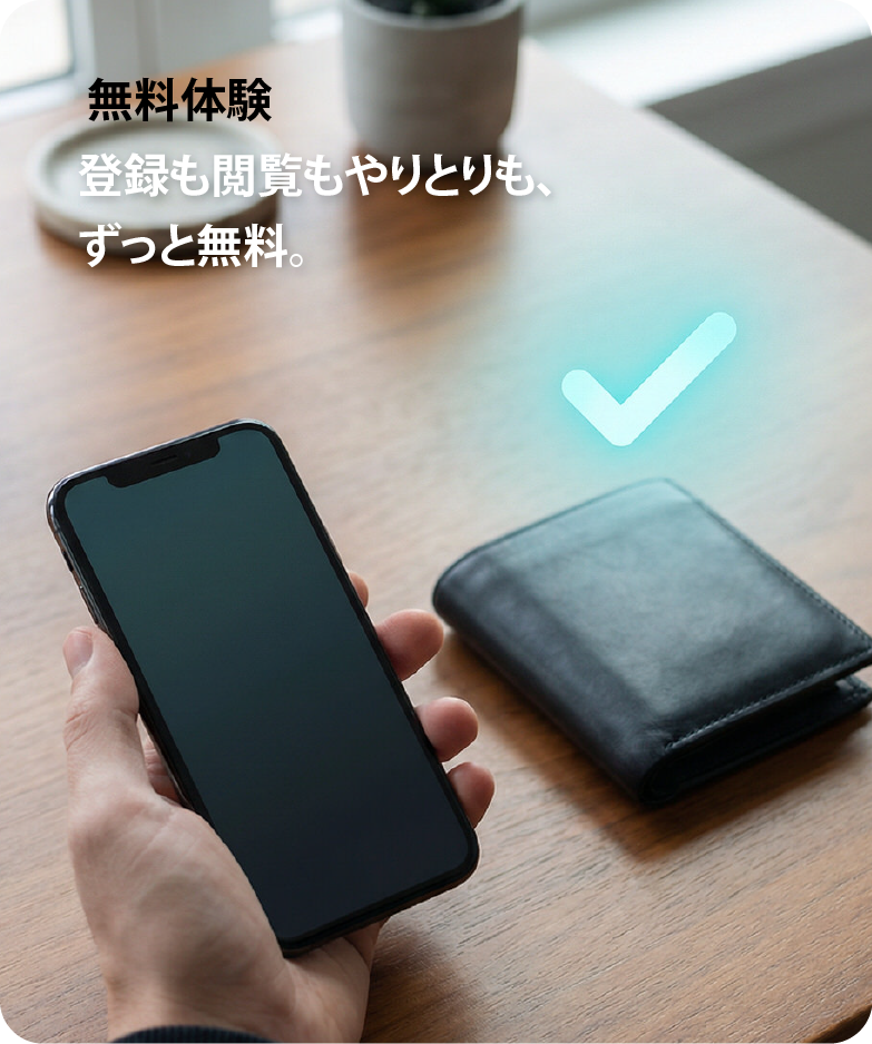 登録から閲覧まで無料で試せるサービスのイメージ