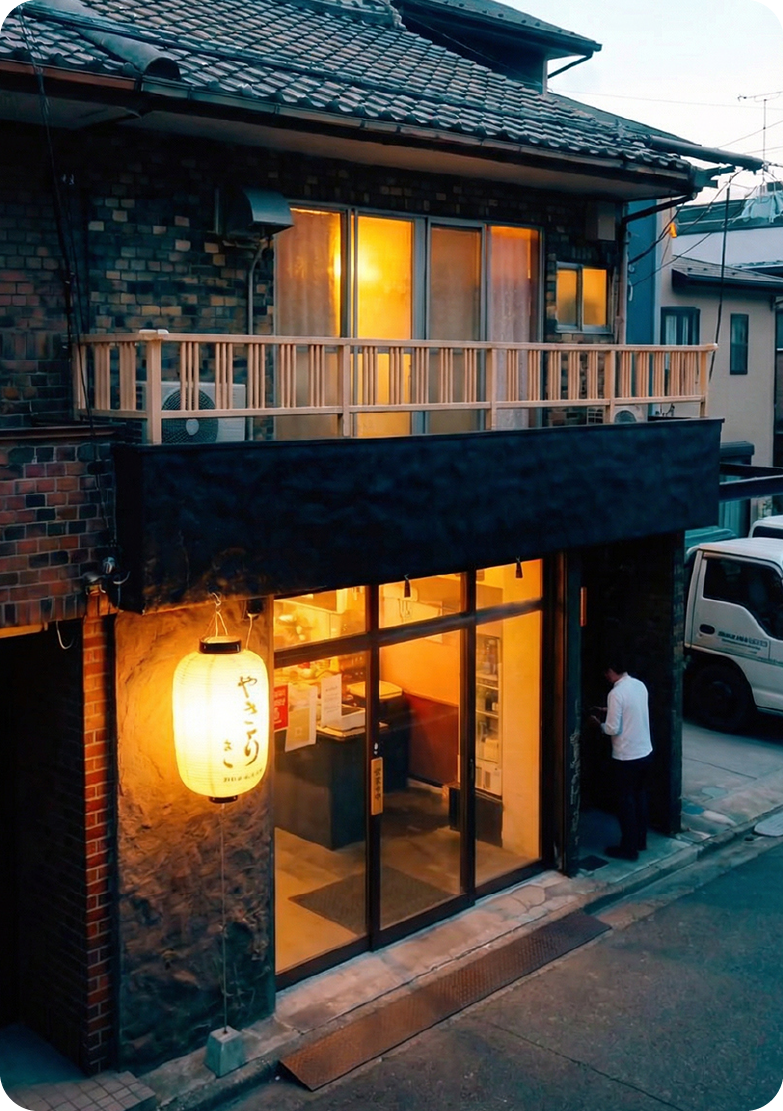 空き家を飲食店として再活用した店舗内観の事例