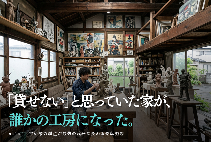 空き家をアーティストのアトリエとして貸し出す逆転発想と京都市空き家バンクより先にやることを解説するイメージ
